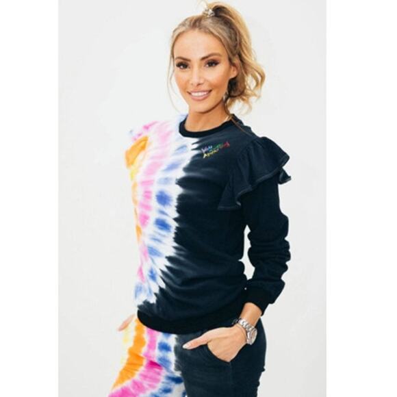 NWT Lola + The Boys Women’s Rainbow Tie Dye Ruffle Co-ord Set Large - Picture 3 of 8